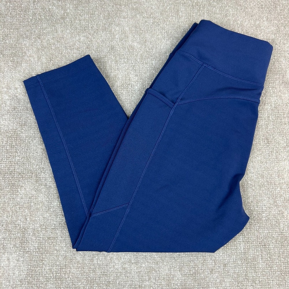 Pop Fit Capri Leggings Womens Medium Navy Blue Stretch High Waisted Performance